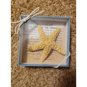 Real Starfish Christmas Beach Holiday Summer Housewarming Ornament Gold Sparkles